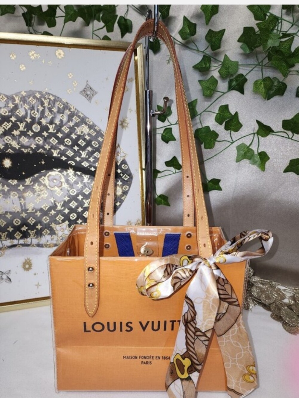 Authentic Louis Vuitton Retail Shopping Bag Authentic LV STRAPS in PVC COVER